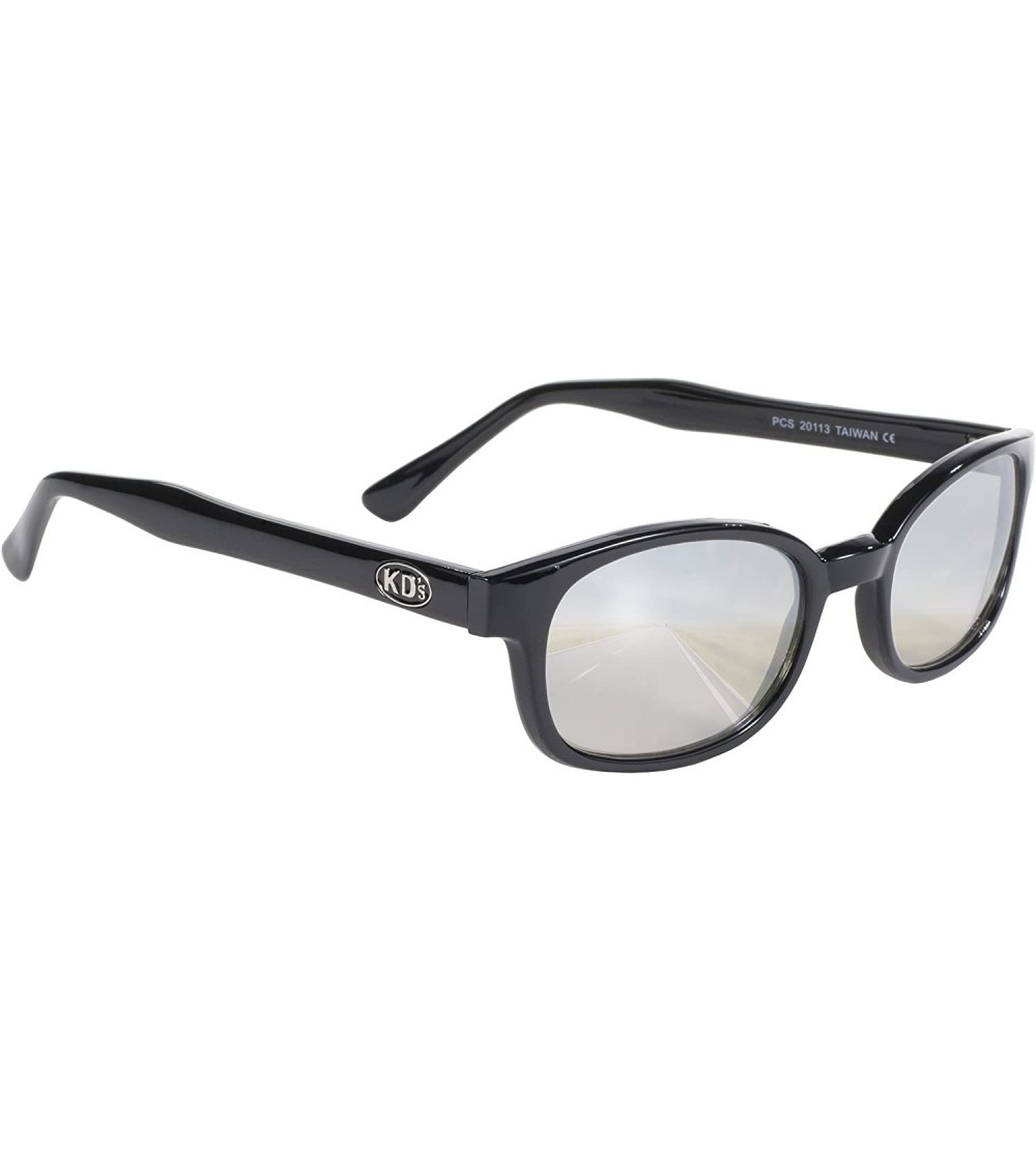 Goggle Original KD's Biker Sunglasses (Black Frame/Clear Silver Mirror Lens) - CY11C1EHSBT $22.77