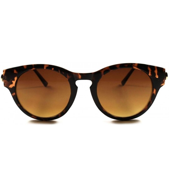 Round Vintage Retro Fashion Indie Hipster Hippie 80s 90s Round Sunglasses - Tortoise - CZ18XD70W53 $19.96