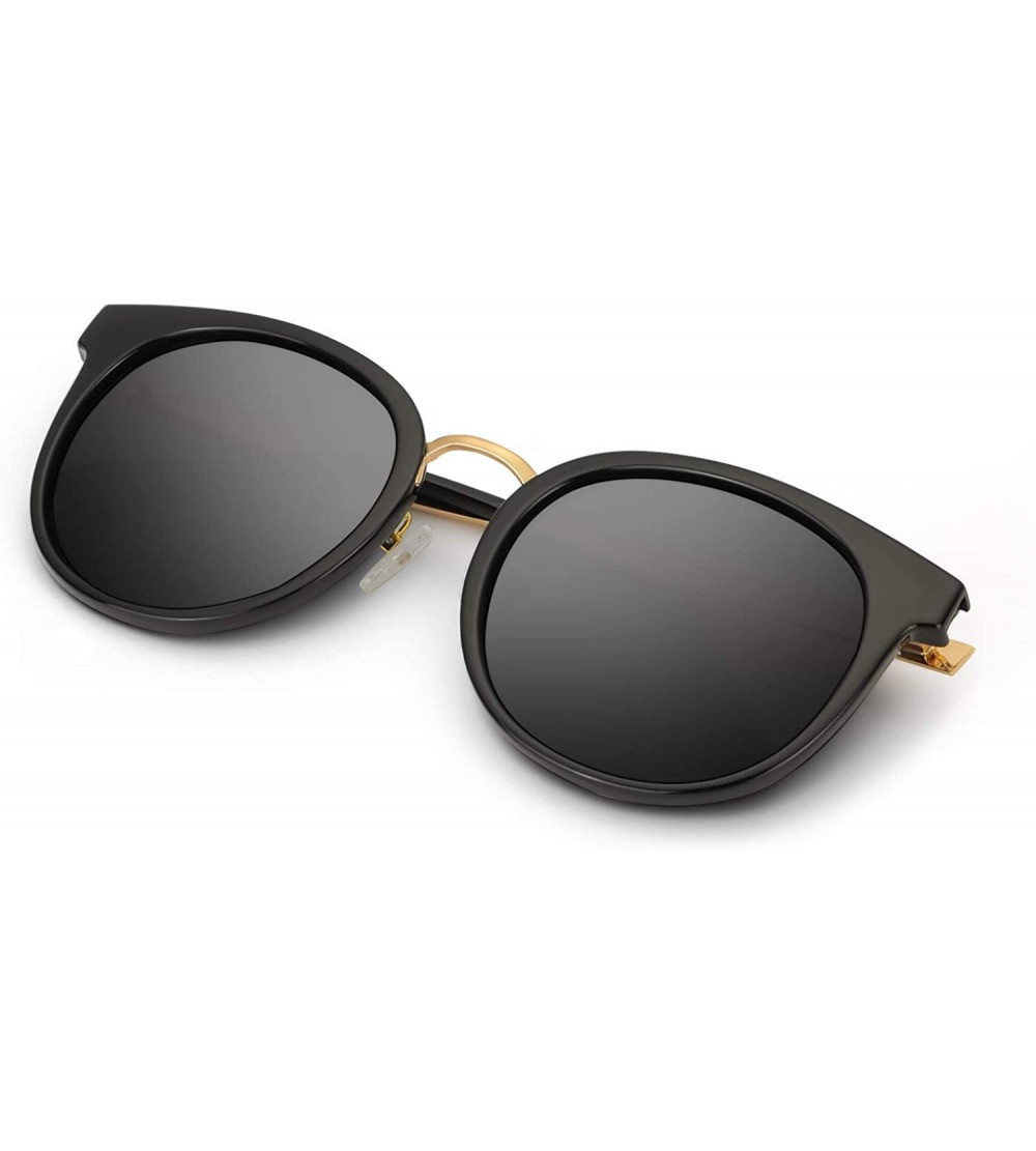 Oversized Oversized Cat Eye Sunglasses for Women - Polarized Trendy Mirrored Lens - Metal Temple UV400 for Driving Fishing - ...
