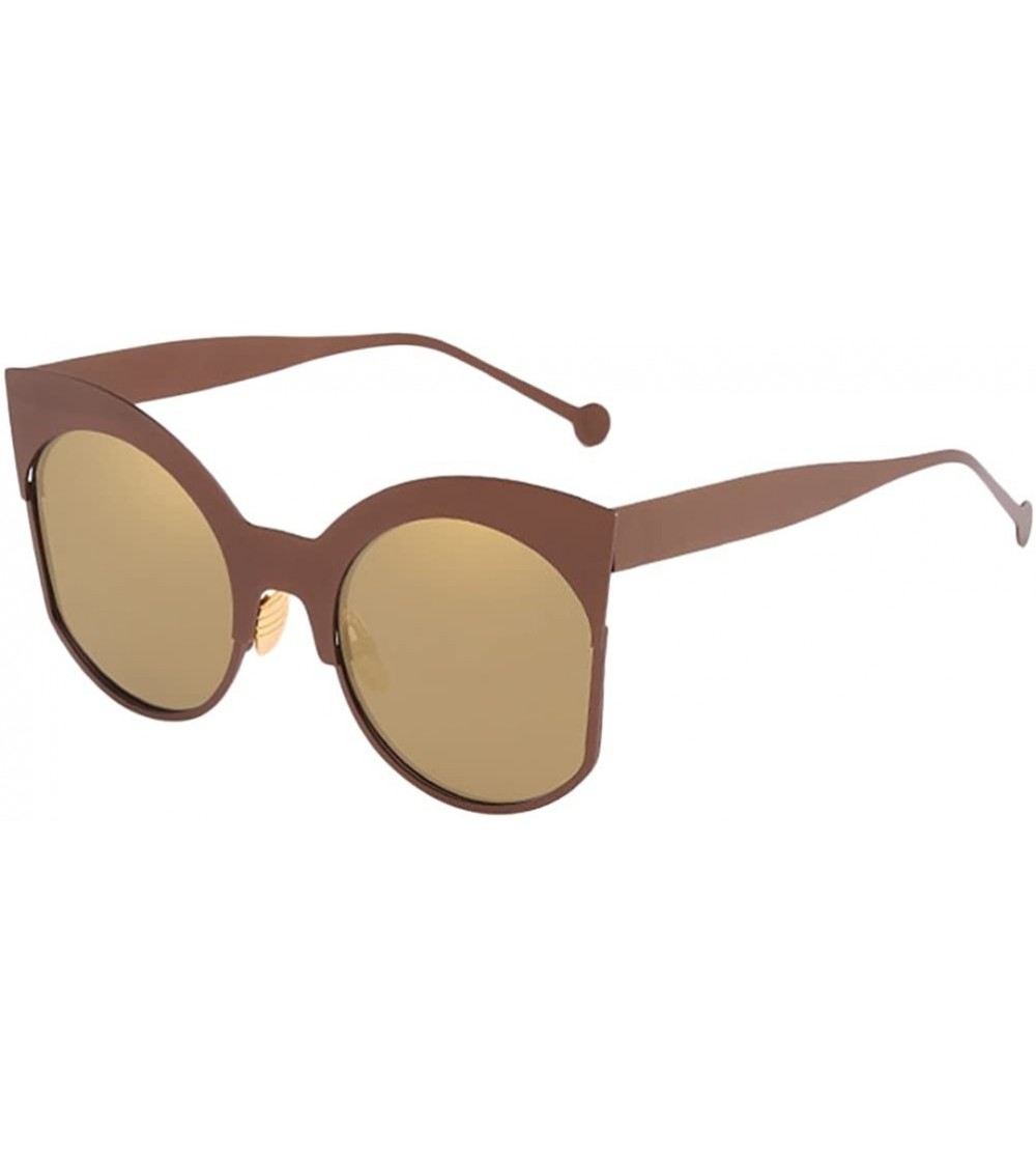 Sport Cat Eye Mirrored Women Streetwear Sunglasses for Beach Driving Traveling - Gold - C218DMSL4ZQ $31.03