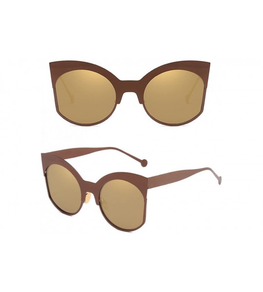 Sport Cat Eye Mirrored Women Streetwear Sunglasses for Beach Driving Traveling - Gold - C218DMSL4ZQ $31.03