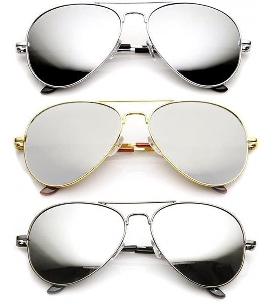 Wayfarer Classic Tear Drop Mirror Lens Aviator Sunglasses Gift Box (1 Gold 1 Silver 1 Gunmetal- Silver) - C711KTIILPB $19.59