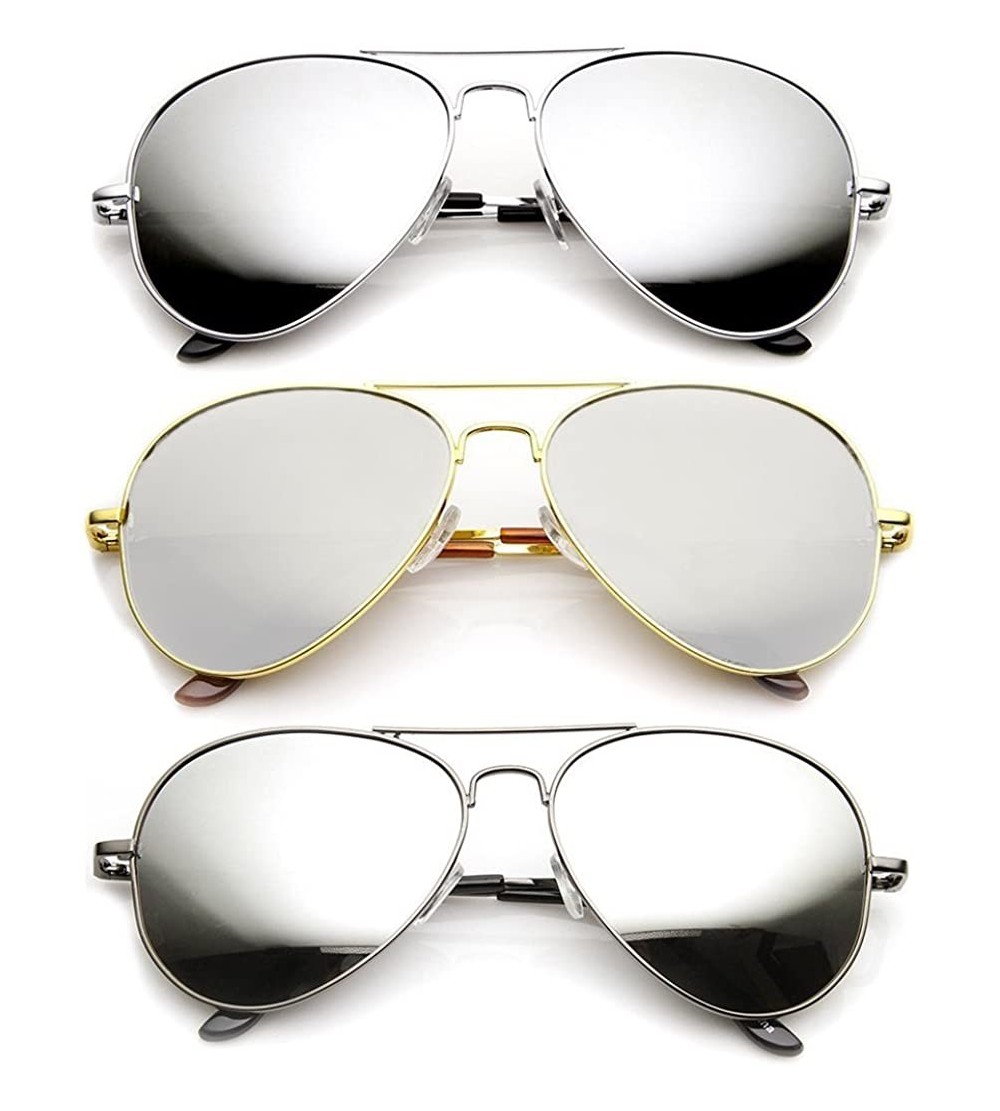 Wayfarer Classic Tear Drop Mirror Lens Aviator Sunglasses Gift Box (1 Gold 1 Silver 1 Gunmetal- Silver) - C711KTIILPB $19.59
