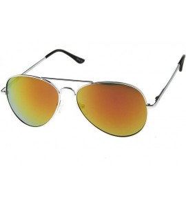 Aviator Premium Full Mirrored Aviator Sunglasses w/Flash Mirror Lens - 3 Pack Silver - Orange - C7116RH62OF $28.36