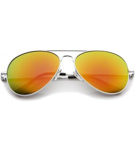 Aviator Premium Full Mirrored Aviator Sunglasses w/Flash Mirror Lens - 3 Pack Silver - Orange - C7116RH62OF $28.36