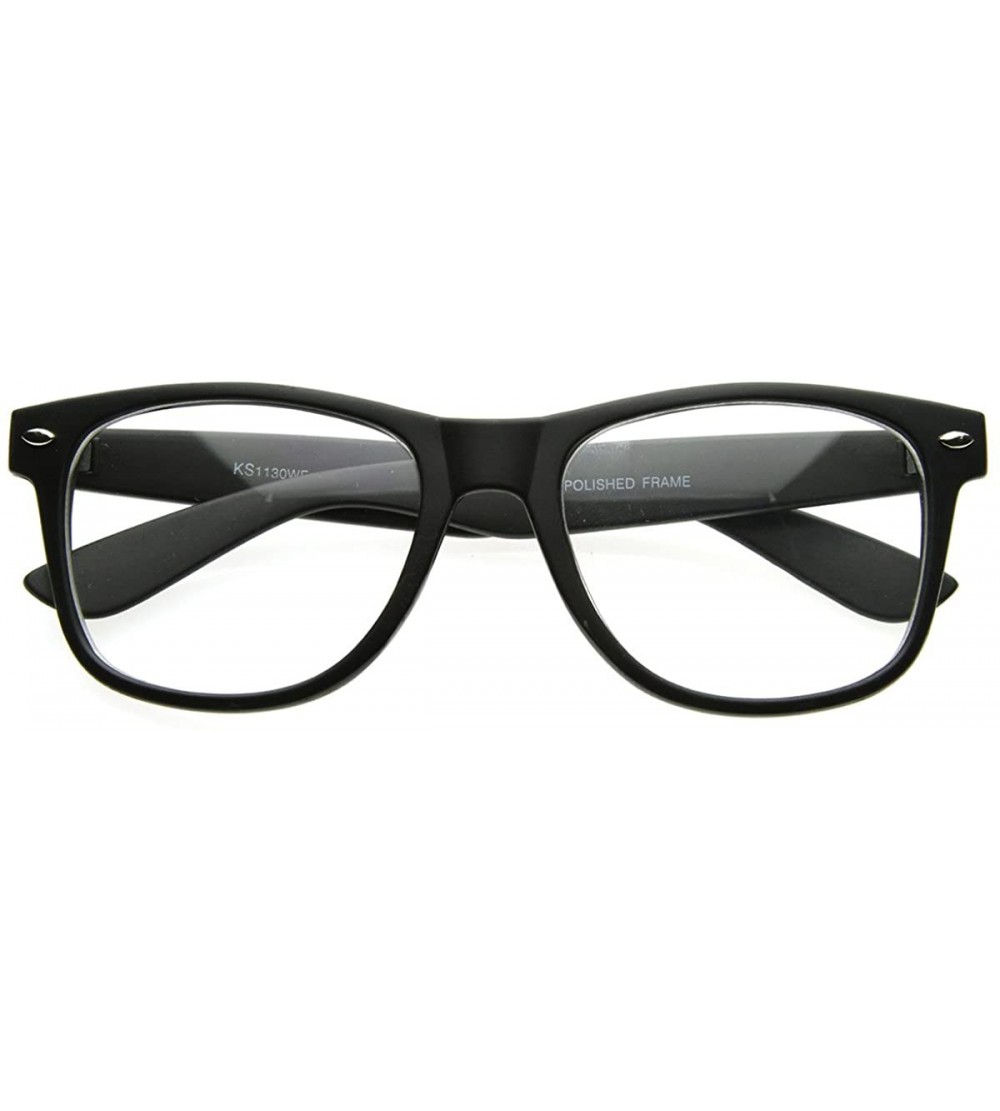 Wayfarer Flat Matte Classic Geek Nerd Glasses Horn Rimmed Eyeglasses UV400 Clear Lens (Black) - CE11852JF49 $18.32