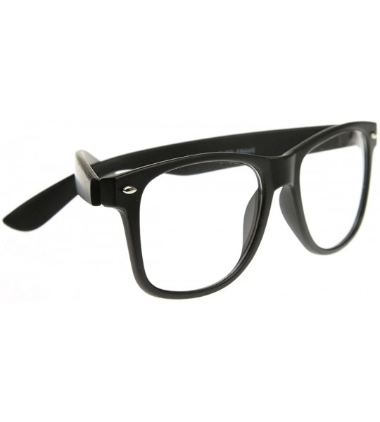 Wayfarer Flat Matte Classic Geek Nerd Glasses Horn Rimmed Eyeglasses UV400 Clear Lens (Black) - CE11852JF49 $18.32