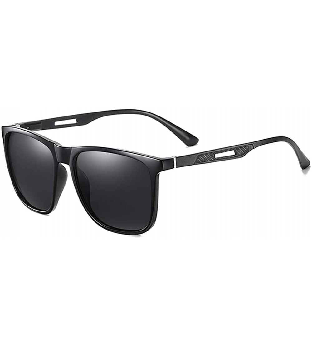 Aviator Unisex Polarized Sunglasses for Men/Women UV400 Protection Lenses TR+Aluminum Frame TR3333 - Black - CT197HQATWU $18.59