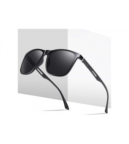 Aviator Unisex Polarized Sunglasses for Men/Women UV400 Protection Lenses TR+Aluminum Frame TR3333 - Black - CT197HQATWU $18.59