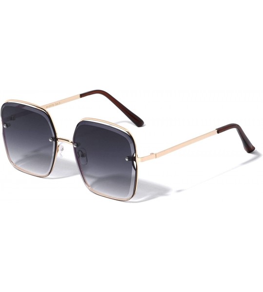 Square Square Butterfly Diamond Edge Cut Lens Sunglasses - Smoke Brown - CY196MTSQ06 $26.19