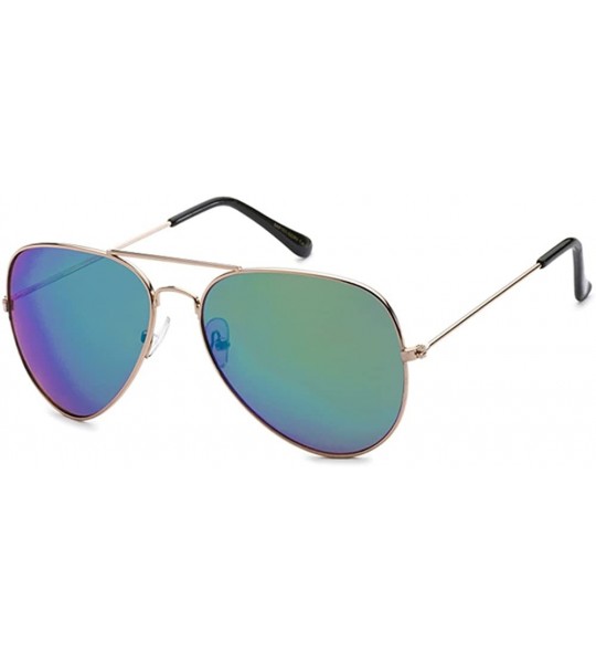 Wrap WHOLESALE BULK LOT PROMOTIONAL UNISEX CLASSIC PILOT AVIATOR SUNGLASSES - 4 PACK - Shiny Gold - Color Mirrors - C617WXEQW...