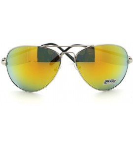 Aviator Aviator Sunglasses Classic Silver Metal Frame with Multicolor Reflective Lens - Silver - CE11CRQ356N $18.73