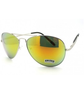 Aviator Aviator Sunglasses Classic Silver Metal Frame with Multicolor Reflective Lens - Silver - CE11CRQ356N $18.73