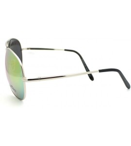 Aviator Aviator Sunglasses Classic Silver Metal Frame with Multicolor Reflective Lens - Silver - CE11CRQ356N $18.73