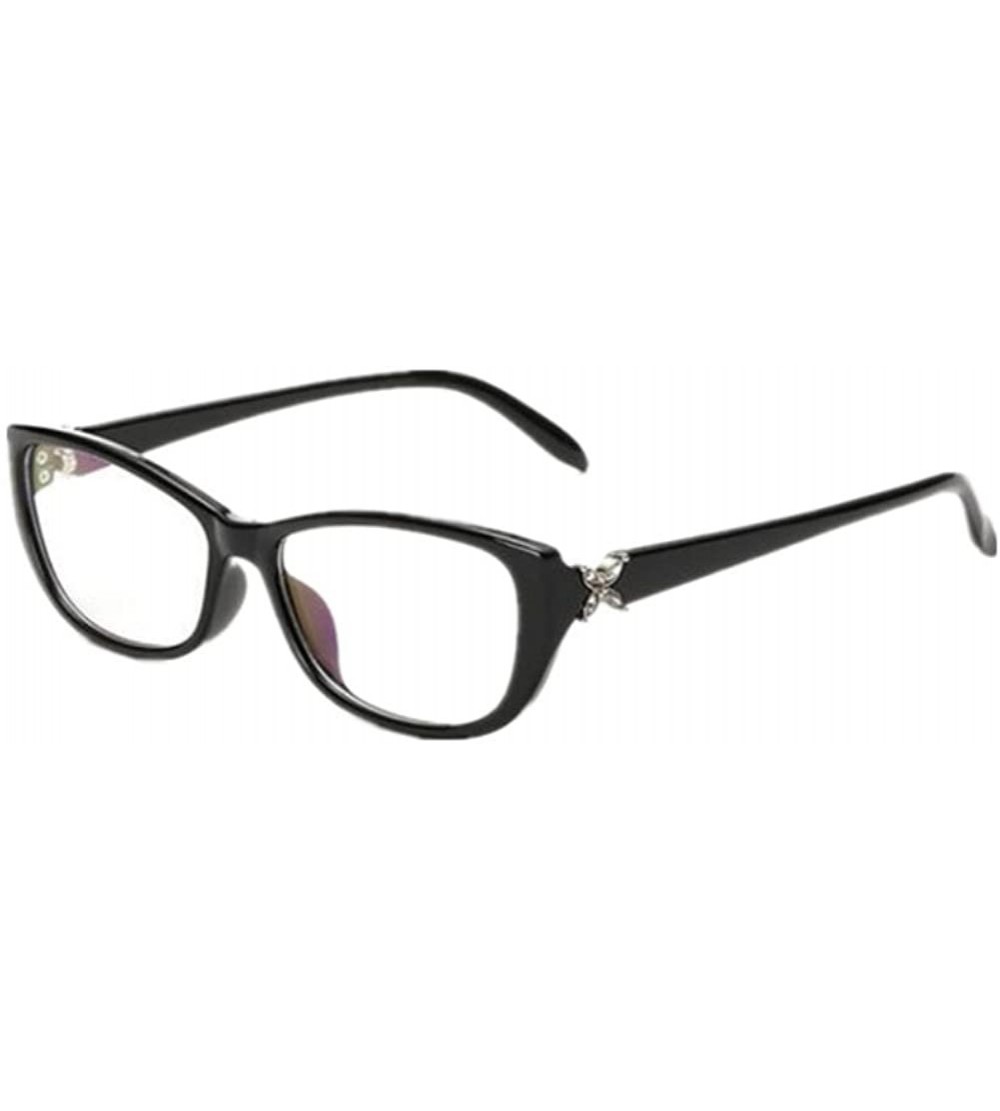 Square Women's Butterfly Square Eye Glasses Clear Lens Frames Eyeglasses Eyewear - Black - CF183IH83KO $19.47