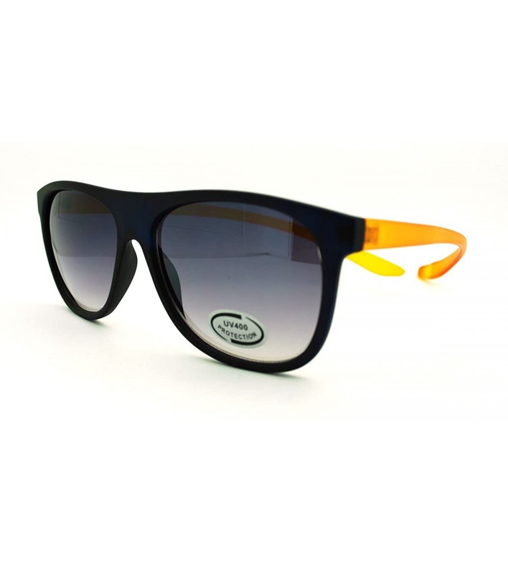 Wayfarer Lite Weight Sunglasses Wrap Around Sports Fashion Eyewear - Navy Orange - C311FVNVJKX $19.87