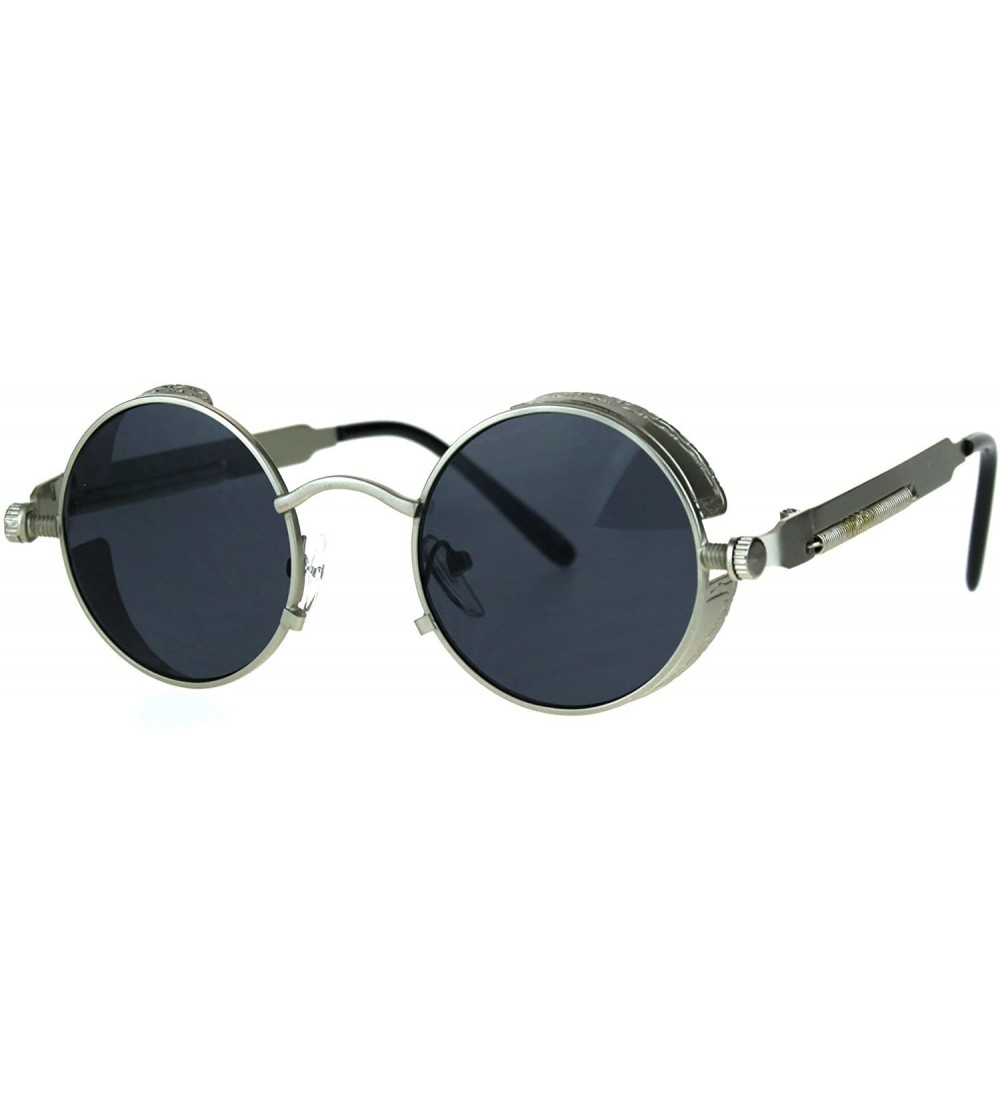 Round Victorian Vampire Steampunk Round Circle Lens Vintage Style Metal Sunglasses - Silver Black - CH184HHK7S2 $18.89