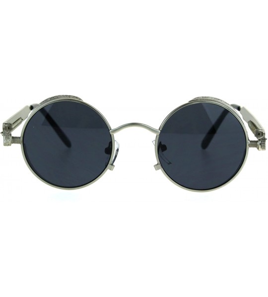 Round Victorian Vampire Steampunk Round Circle Lens Vintage Style Metal Sunglasses - Silver Black - CH184HHK7S2 $18.89