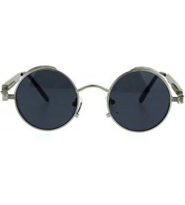 Round Victorian Vampire Steampunk Round Circle Lens Vintage Style Metal Sunglasses - Silver Black - CH184HHK7S2 $18.89