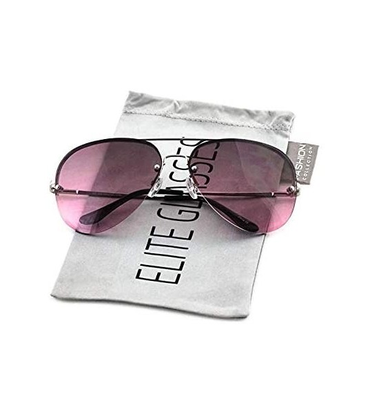 Oversized Gradient Oceanic Lens Oversized Rimless Metal Frame Unisex Aviator Sunglasses - C118I3LKMED $28.30