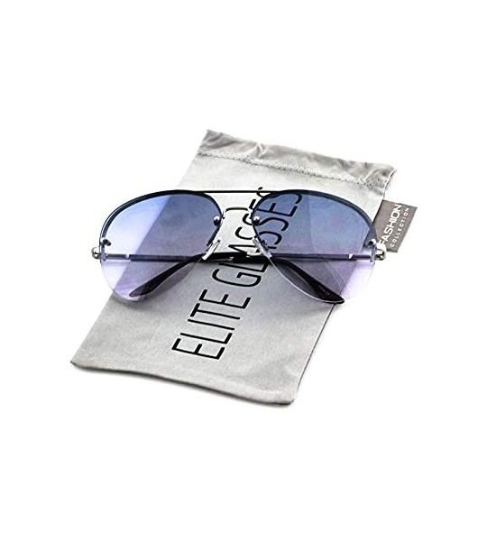 Oversized Gradient Oceanic Lens Oversized Rimless Metal Frame Unisex Aviator Sunglasses - C118I3LKMED $28.30