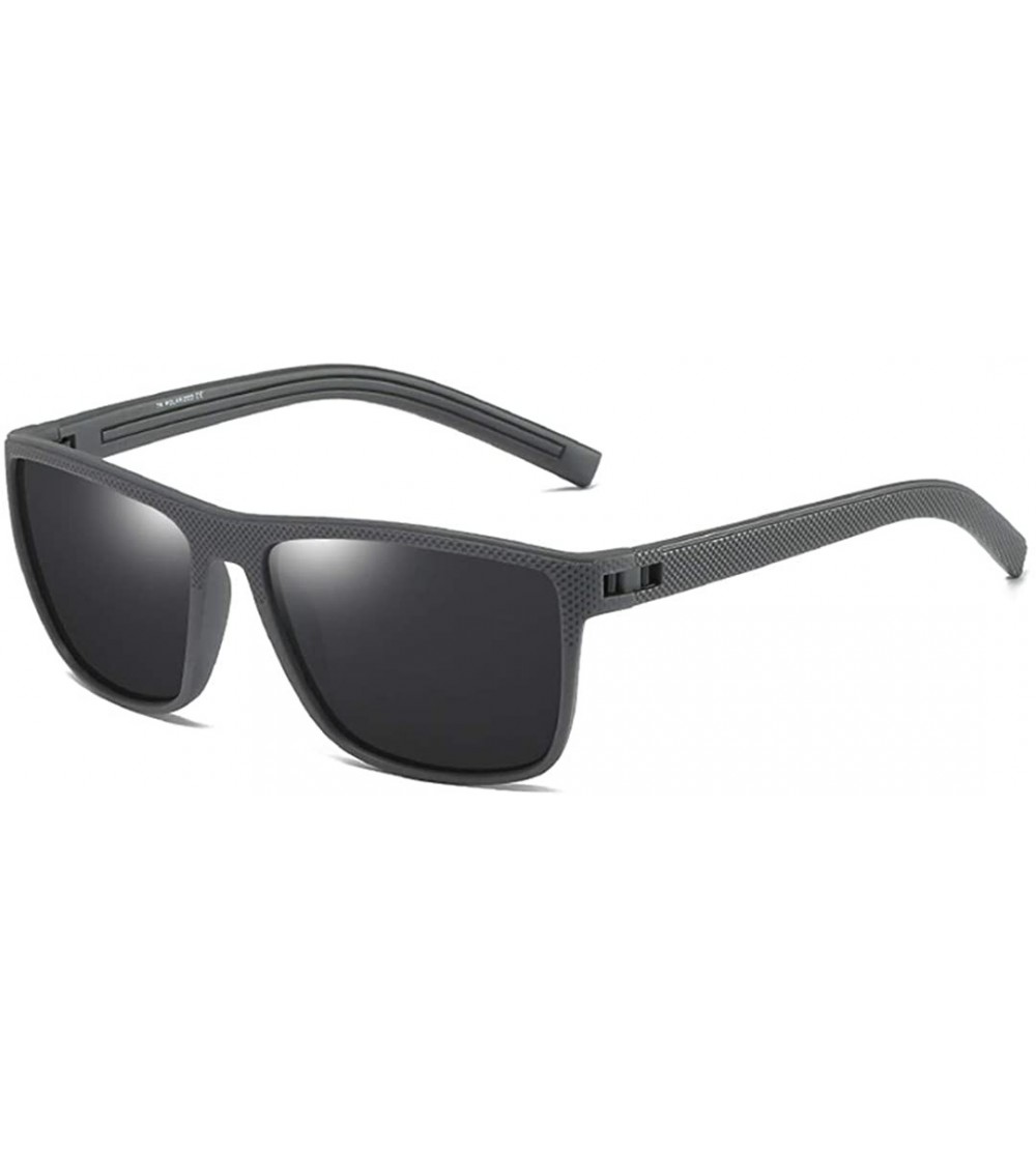 Oval Retro Polarized for Men Square TR90 Black Frame Hiking Sun Glasses Uv400 - C4 Gray Gray - CN18M3NKOA0 $58.73