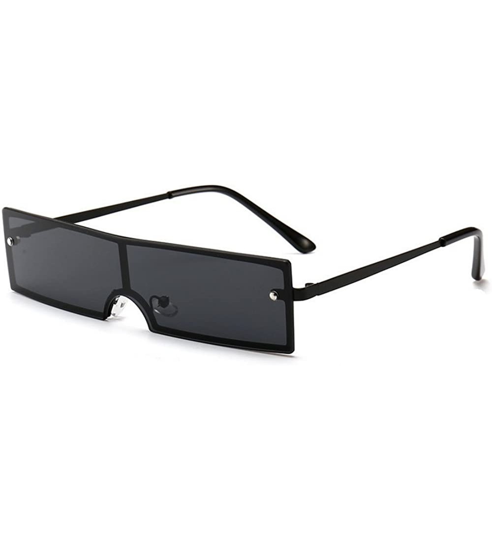Rectangular New European and American fashion trend rectangular unisex sunglasses - Black - C618GSCRTW6 $23.18
