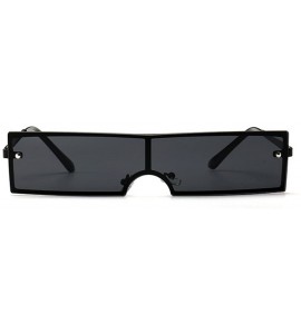 Rectangular New European and American fashion trend rectangular unisex sunglasses - Black - C618GSCRTW6 $23.18