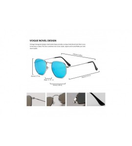 Aviator Hipster Hexagonal Polarized Sunglasses Men Women Geometric Square Small Vintage Metal Frame Retro Shade Glasses - CQ1...