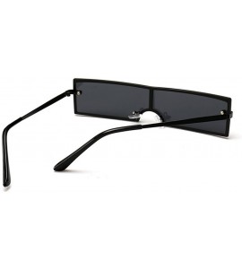 Rectangular New European and American fashion trend rectangular unisex sunglasses - Black - C618GSCRTW6 $23.18