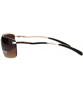 Rectangular Rimless Rectangular Mens Agent Designer Narrow Metal Sunglasses - Brown - CQ186H5I3ZK $20.03