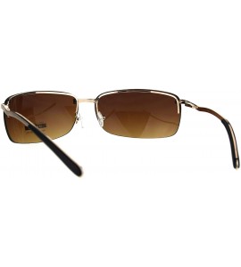 Rectangular Rimless Rectangular Mens Agent Designer Narrow Metal Sunglasses - Brown - CQ186H5I3ZK $20.03