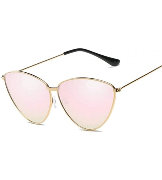 Cat Eye Women Metal Frame Cat Eye Sunglasses UV400 Mirror Sun Glasses Female Vintage Eyewear - Cherry Pink - CV199GD0IA6 $20.19