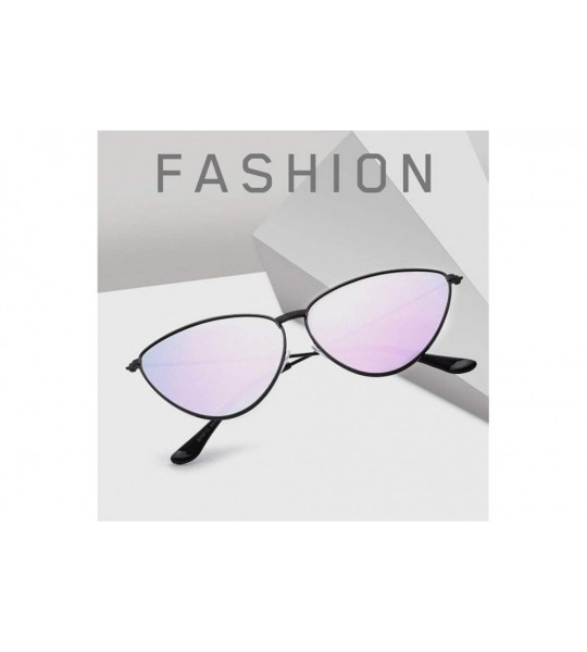 Cat Eye Women Metal Frame Cat Eye Sunglasses UV400 Mirror Sun Glasses Female Vintage Eyewear - Cherry Pink - CV199GD0IA6 $20.19