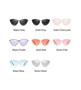 Cat Eye Women Metal Frame Cat Eye Sunglasses UV400 Mirror Sun Glasses Female Vintage Eyewear - Cherry Pink - CV199GD0IA6 $20.19