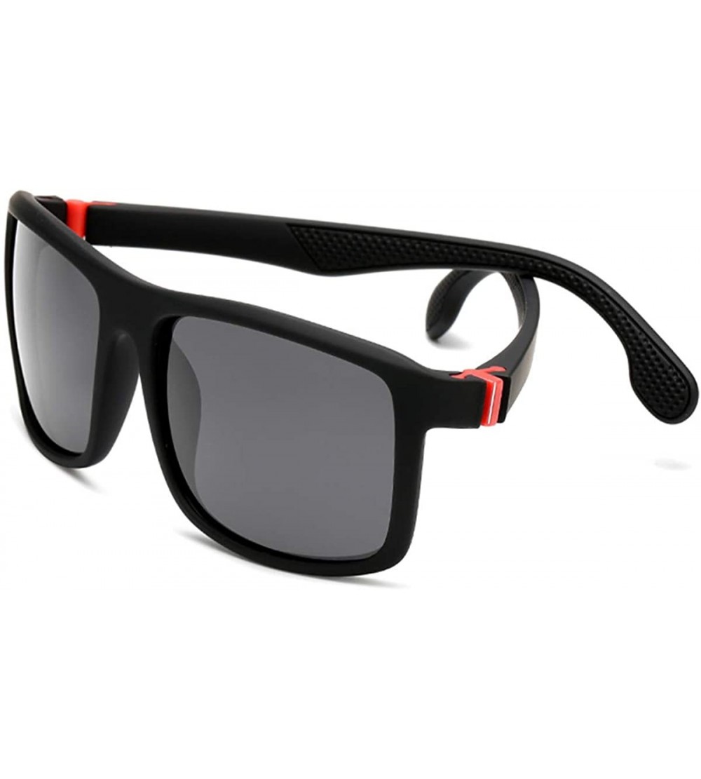 Semi-rimless Polarized Sunglasses Vintage Square Frame Sport Driving Cycling For Men Women - Black - CH18Y02X8N0 $30.56