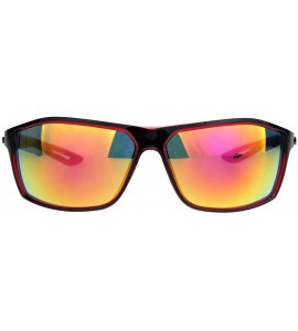 Sport Mens Xloop Sport Squared Rectangular Warp Large Plastic Sunglasses - Black Red Orange Mirror - C018K0X46TX $17.96