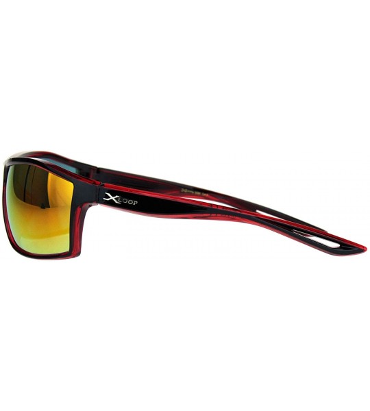 Sport Mens Xloop Sport Squared Rectangular Warp Large Plastic Sunglasses - Black Red Orange Mirror - C018K0X46TX $17.96