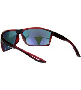 Sport Mens Xloop Sport Squared Rectangular Warp Large Plastic Sunglasses - Black Red Orange Mirror - C018K0X46TX $17.96