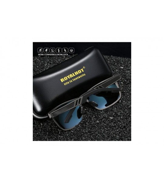 Rectangular Polarized Aluminum Sunglasses For Men Women Unisex Vintage Sun Glasses p10030 - Silver - CN18WNOL94R $28.02