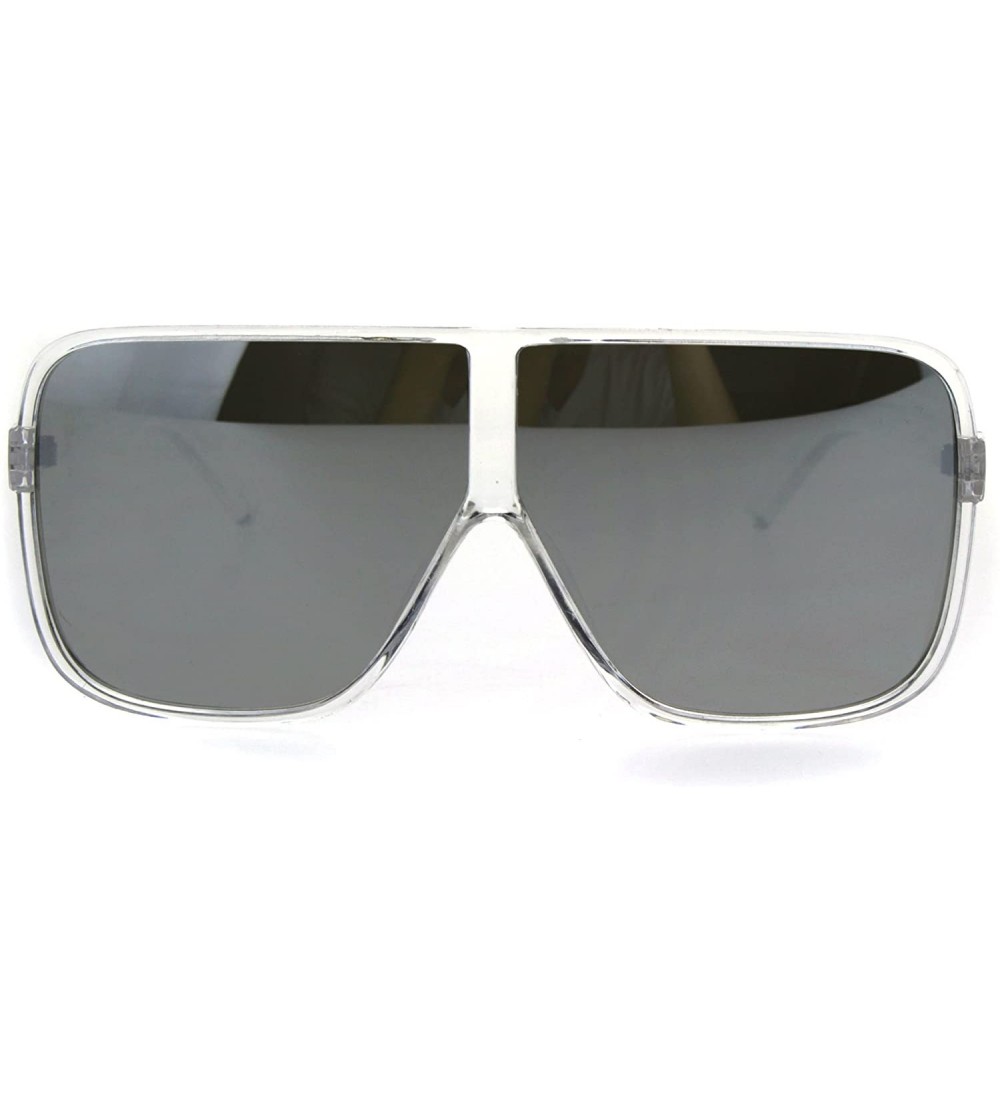 Oversized Thin Plastic Color Mirror Large Racer Mob Sunglasses - Clear Mirror - C5186C37HN5 $24.02