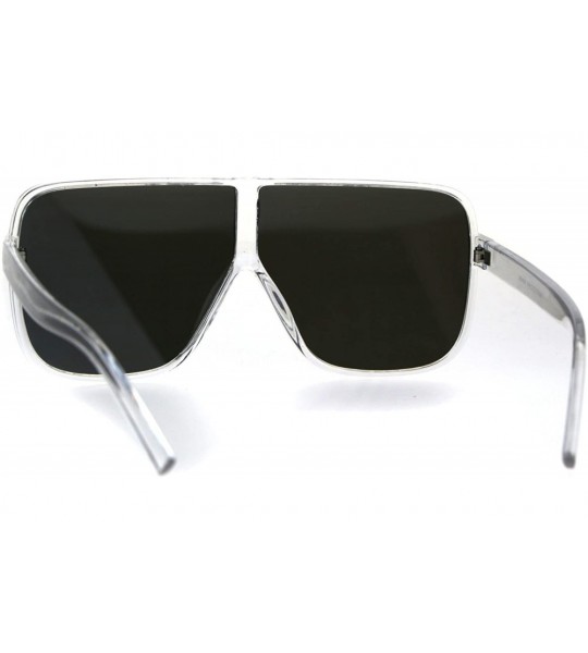 Oversized Thin Plastic Color Mirror Large Racer Mob Sunglasses - Clear Mirror - C5186C37HN5 $24.02