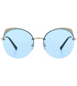 Round Fashion Round frame Lady Brand Designer Cat glasses Vintage men sun glasses UV400 - Blue - CZ18S89L9GG $22.11