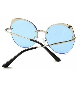 Round Fashion Round frame Lady Brand Designer Cat glasses Vintage men sun glasses UV400 - Blue - CZ18S89L9GG $22.11