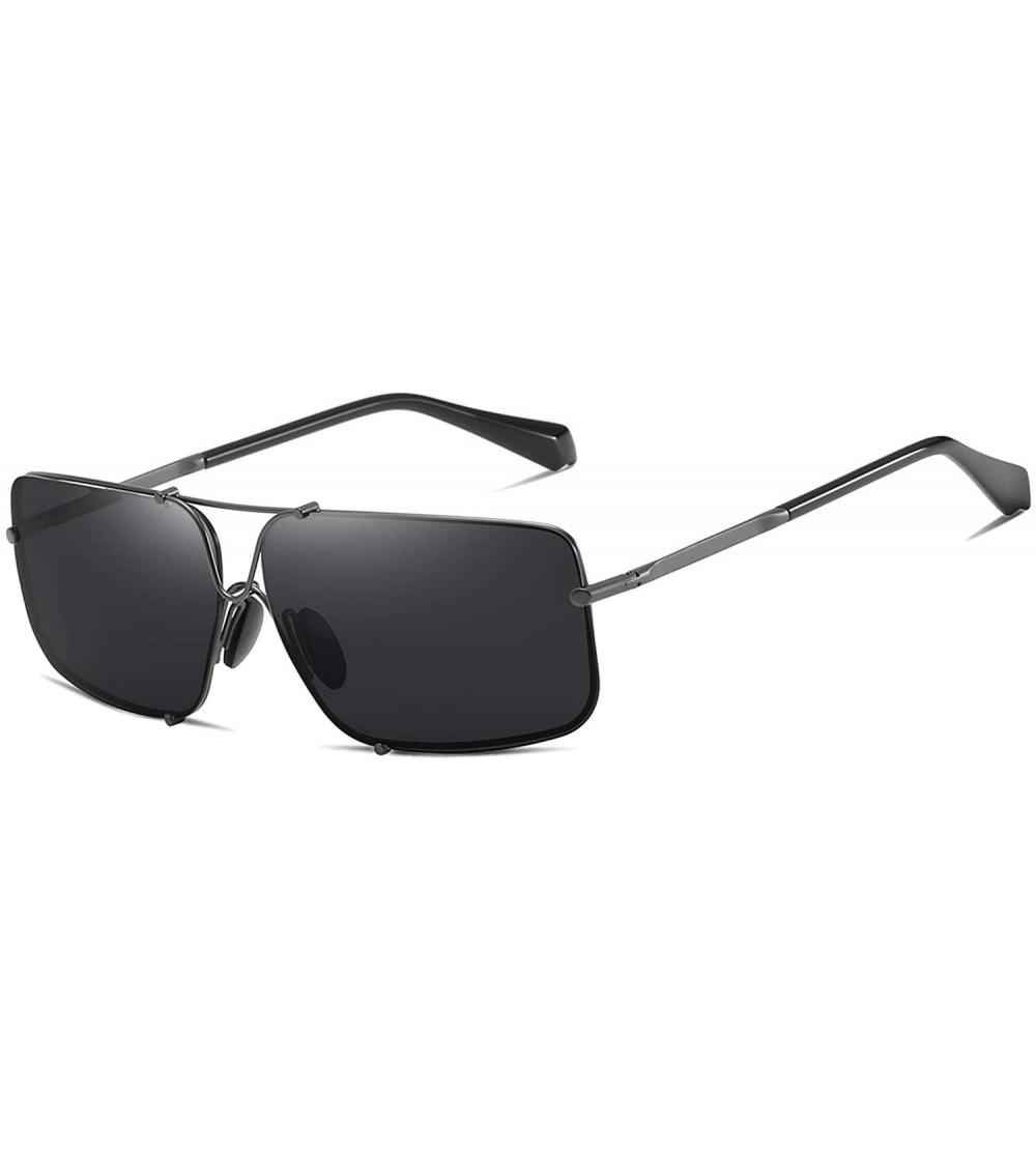 Sport Polarized Sunglasses for Mens Rectangular Lenes UV Protection Alloy Frame for Driving - Grey Grey - CX18YHCHMKU $26.93