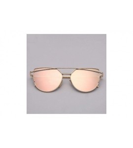 Oval Cat Eye Sunglasses Women Vintage Metal Reflective Glasses Mirror Retro - Gold Grey - CJ198A3C36E $58.98