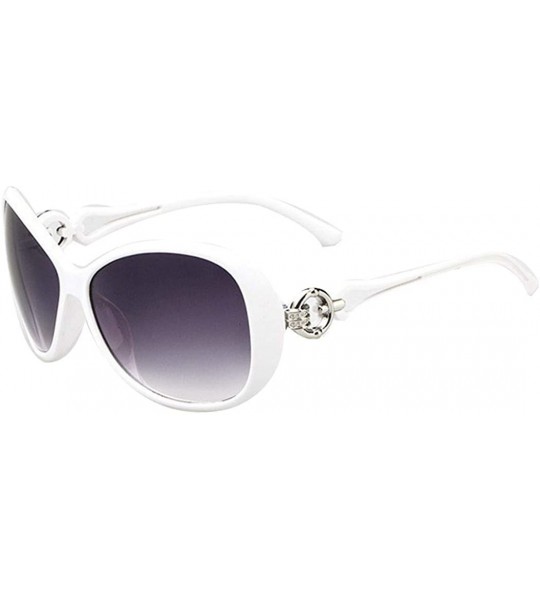 Oval Women Fashion Oval Shape UV400 Framed Sunglasses Sunglasses - White - CI18W32DU57 $16.69