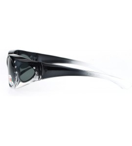 Oval Polarized Womens 2 Tone 60mm Rhinestone Studded Oval Fit Over Sunglasses - Black - C812NVD742M $22.14