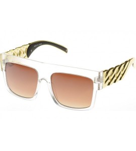 Oversized Big Oversized Flat Top Retro Hip Hop Thick Chain Frame Sunglasses - Clear - CB17YNY04MK $20.42