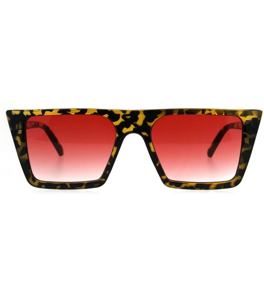 Cat Eye Womens Oceanic Color Squared Flat Top Goth Cat Eye Sunglasses - Tortoise Red - CJ189U592OL $18.29